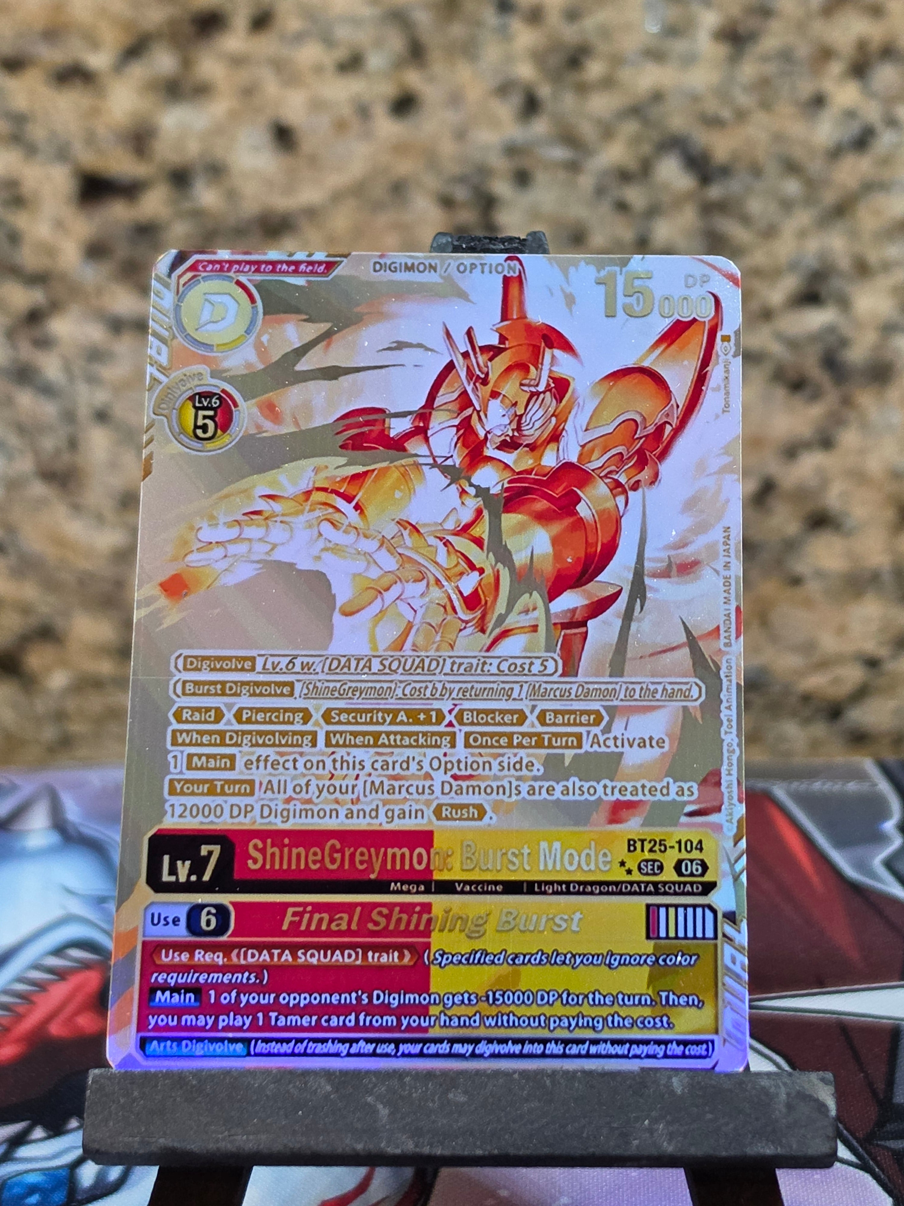 ShineGreymon Burst Mode 2 star alt art BT25-104 Digimon Proxy