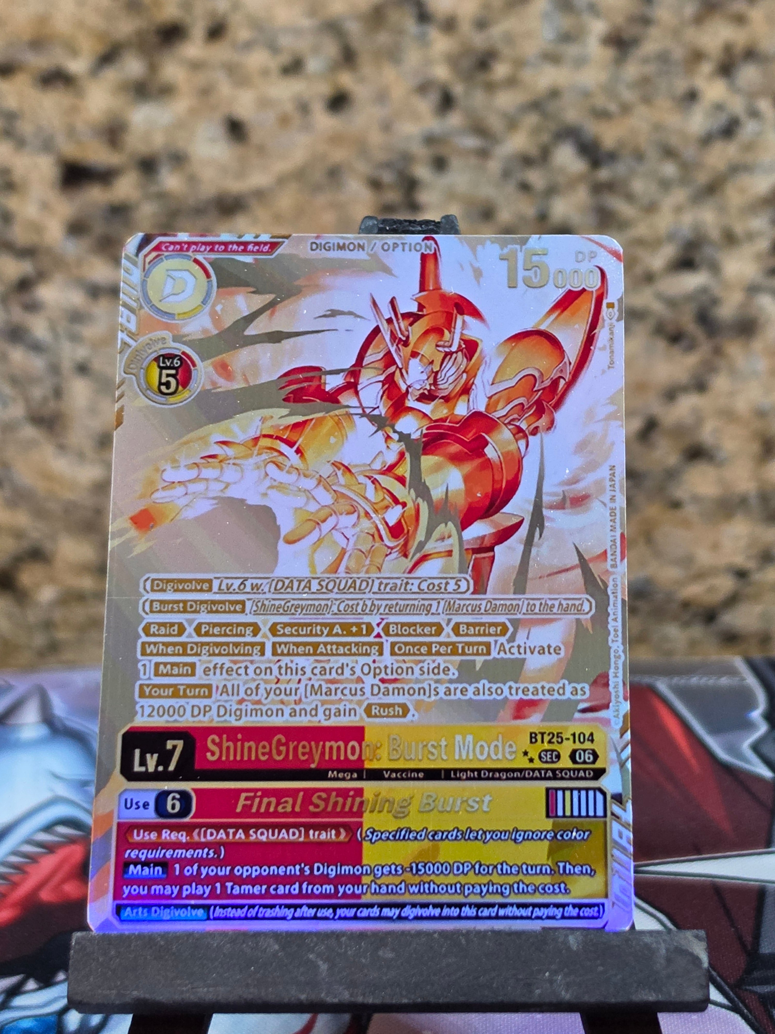 ShineGreymon Burst Mode 2 star alt art BT25-104 Digimon Proxy