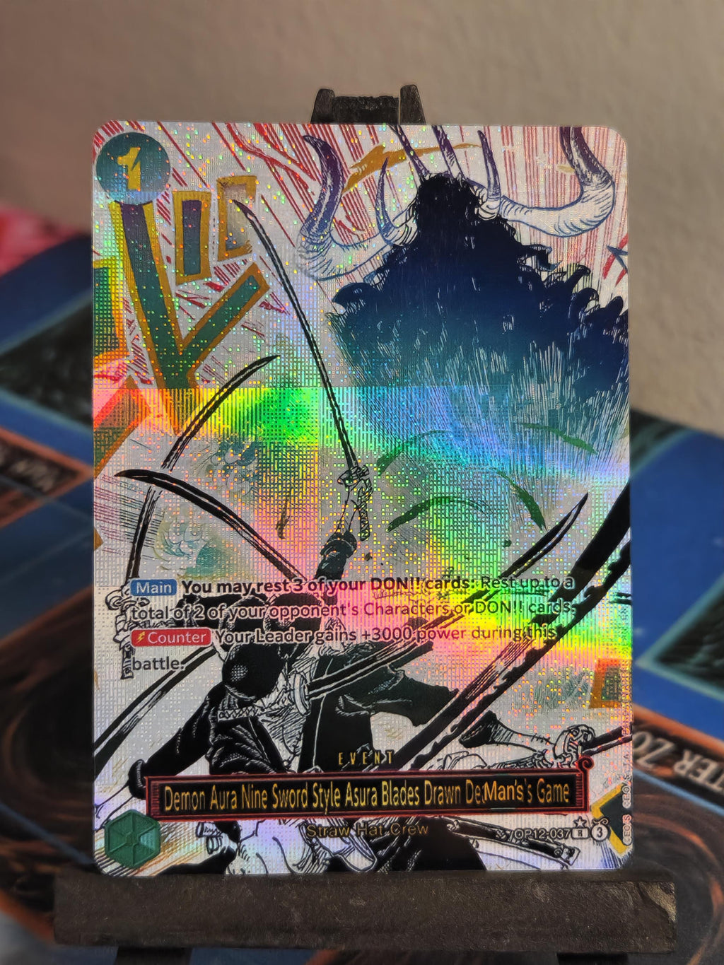 Demon Aura Nine Sword Style Asura Blades alt art op12-037 One Piece proxy